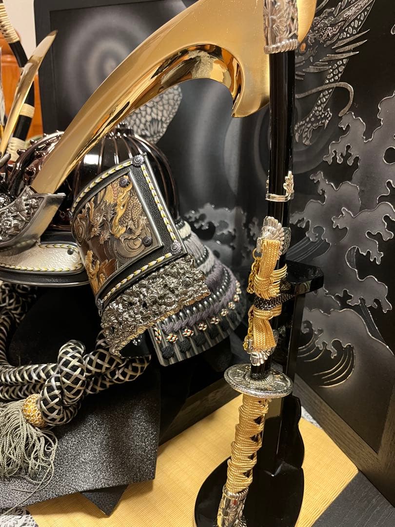 日曜日まで再お値下げ！美品！五月人形 着用兜　端午の節句収納平飾り