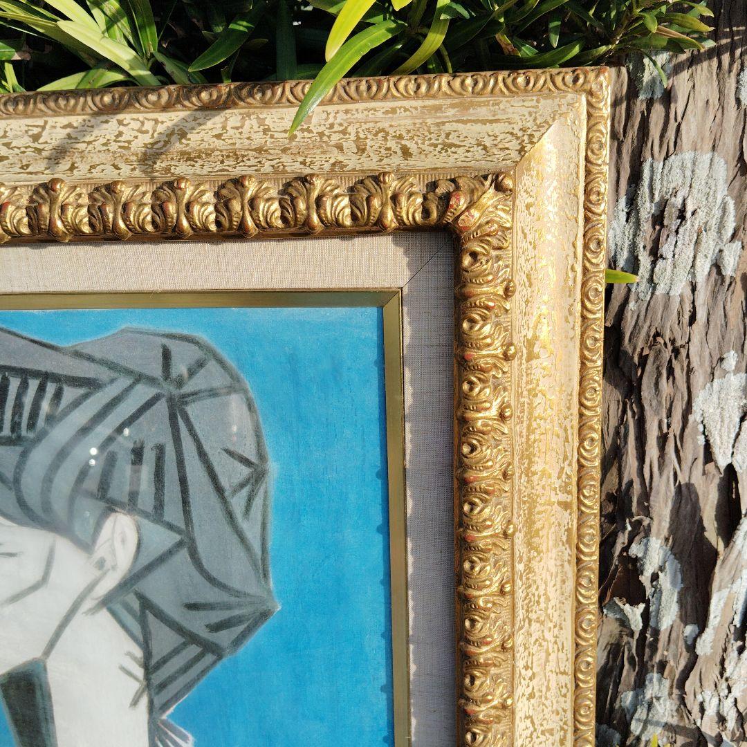 キュビズム 人物画 金色フレーム