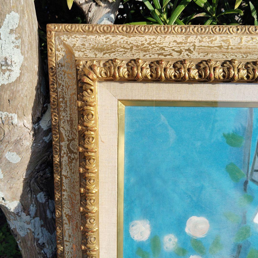 キュビズム 人物画 金色フレーム