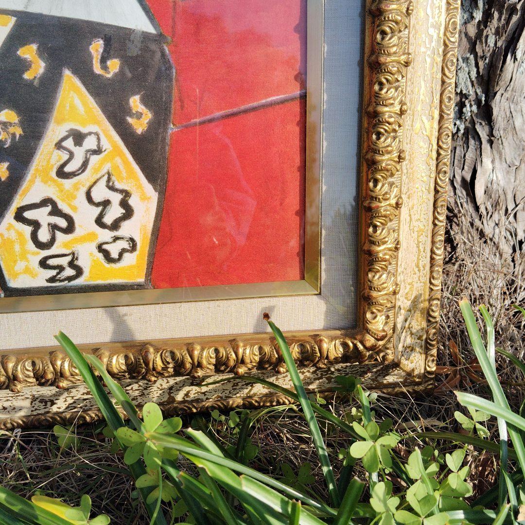 キュビズム 人物画 金色フレーム