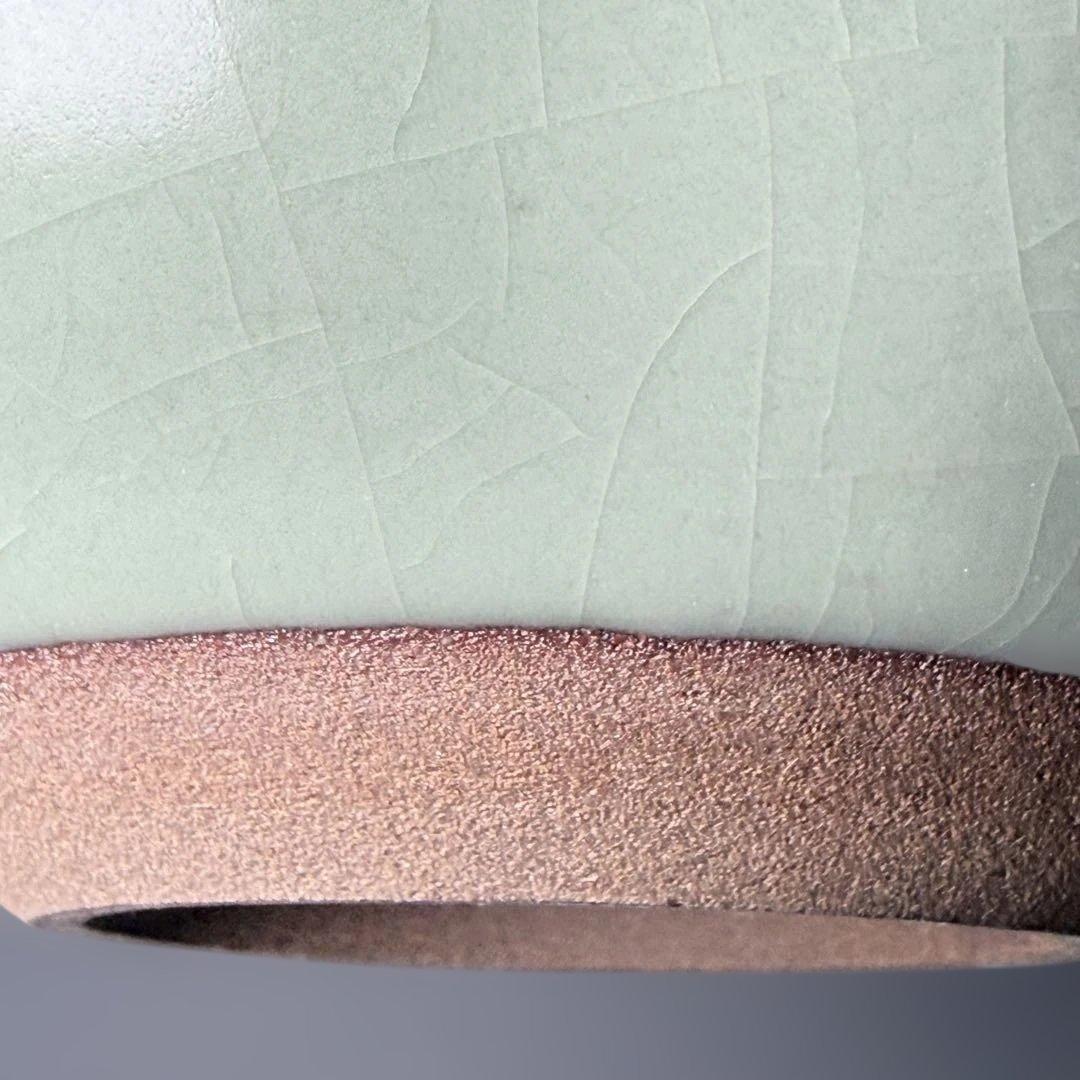 h*u様 人間国宝　中島宏　本人作　青磁小壺　共箱　本物　翡翠色　究極の青　高1