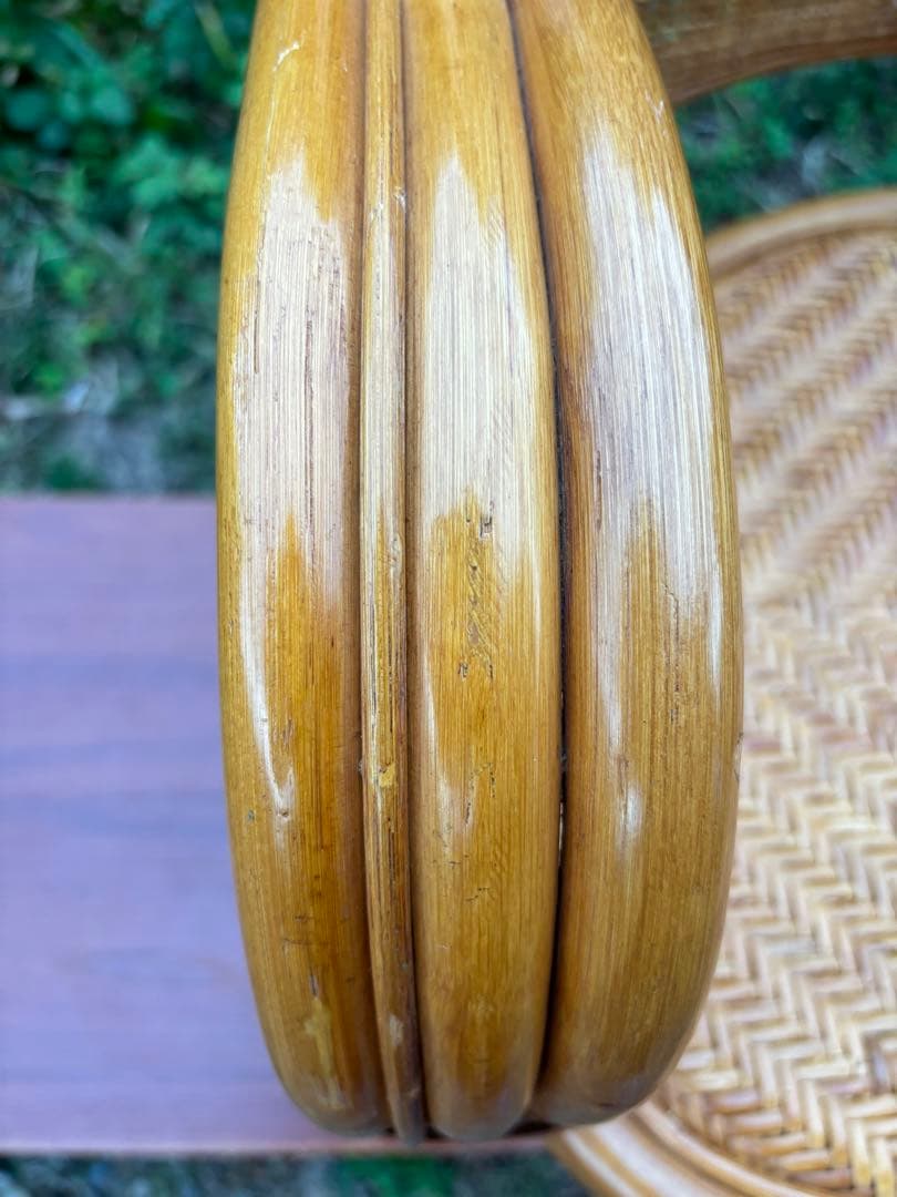 籐製　ラタンアーム回転座椅子　アームチェア　ラタンチェア