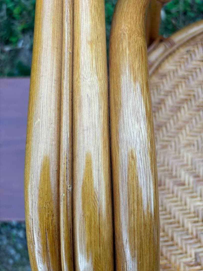 籐製　ラタンアーム回転座椅子　アームチェア　ラタンチェア