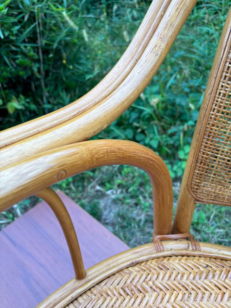 籐製　ラタンアーム回転座椅子　アームチェア　ラタンチェア