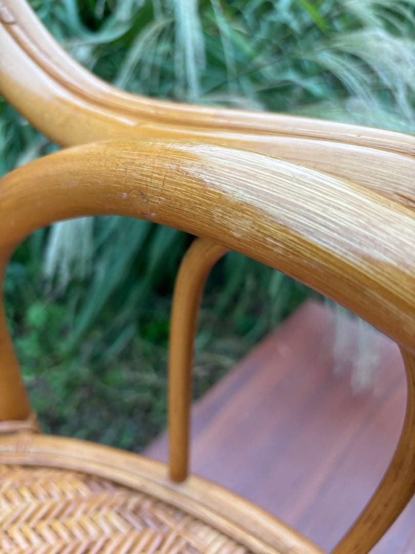 籐製　ラタンアーム回転座椅子　アームチェア　ラタンチェア