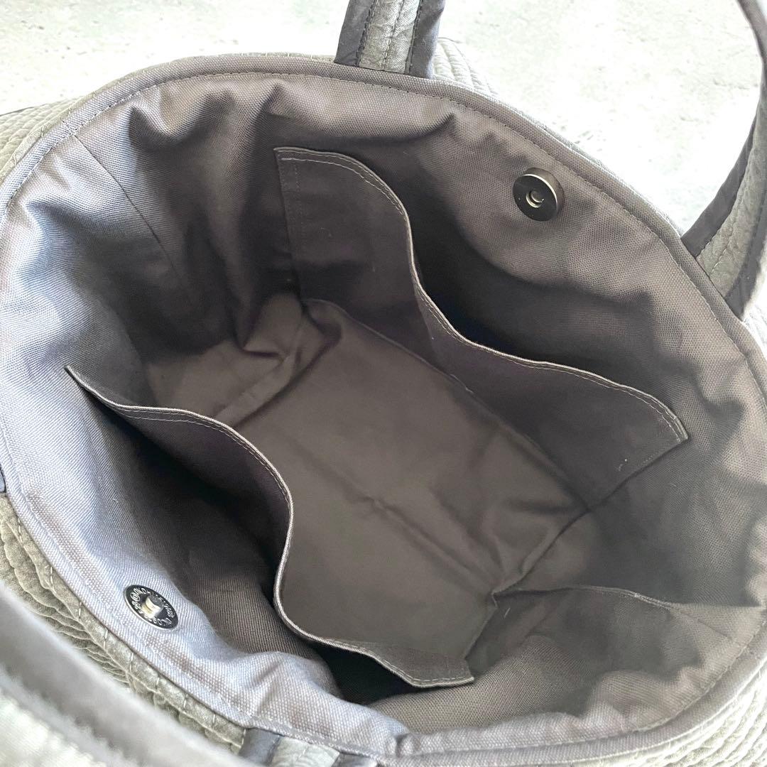 フレアフリル付きトートバッグ（M）　ヌビバッグ　グレー　ハンドメイド