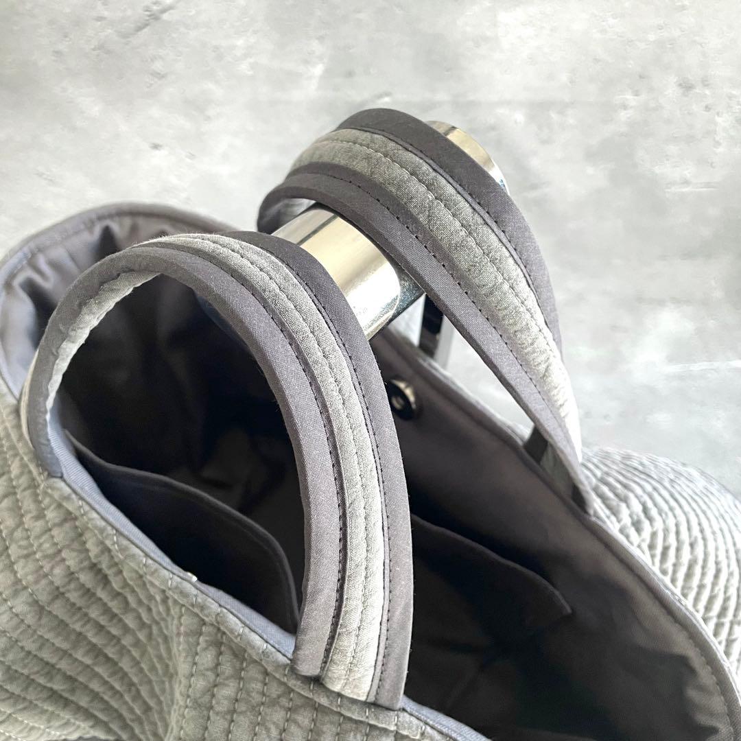 フレアフリル付きトートバッグ（M）　ヌビバッグ　グレー　ハンドメイド