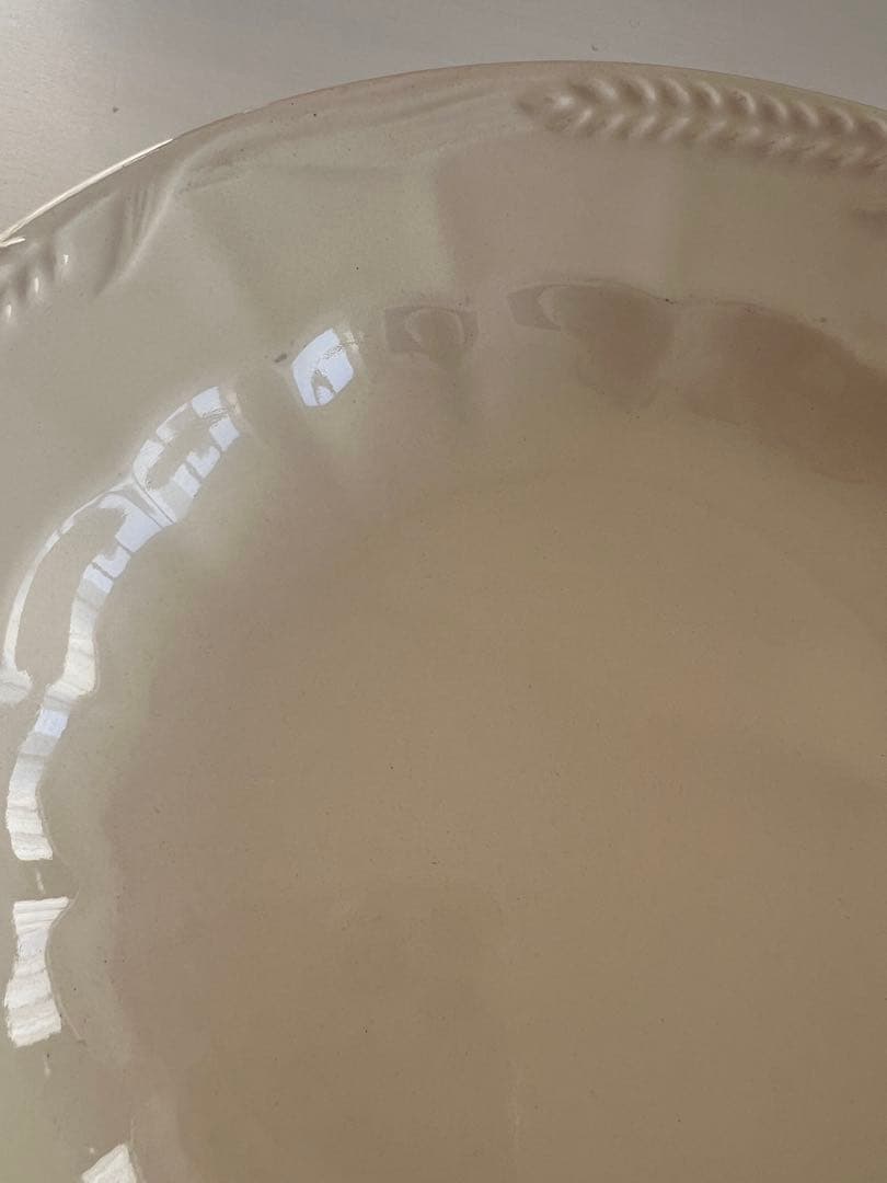 フランスアンティーク　麦の穂のレリーフ　アイボリーのスーププレート2枚セット