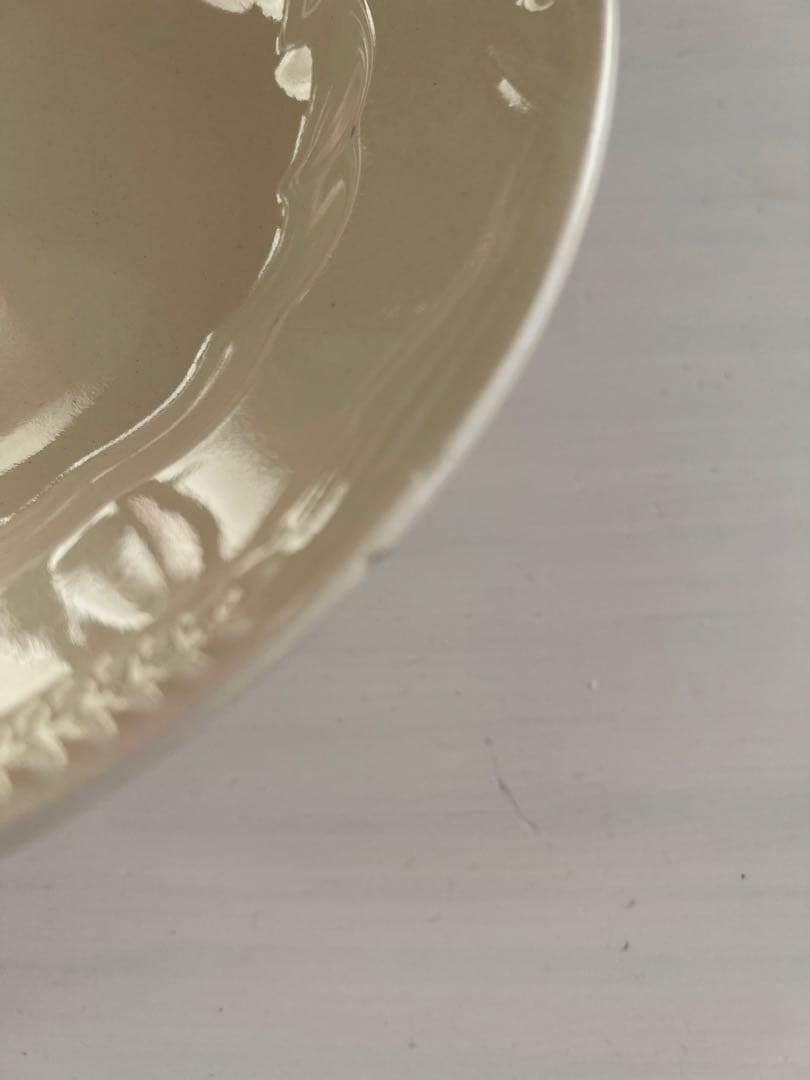 フランスアンティーク　麦の穂のレリーフ　アイボリーのスーププレート2枚セット