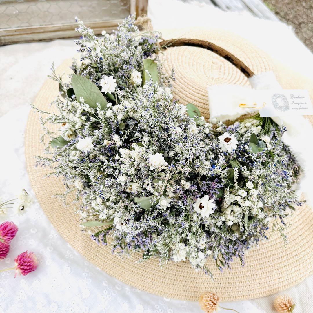 リース　ドライフラワー　ドライフラワーリース　スワッグ　かすみ草