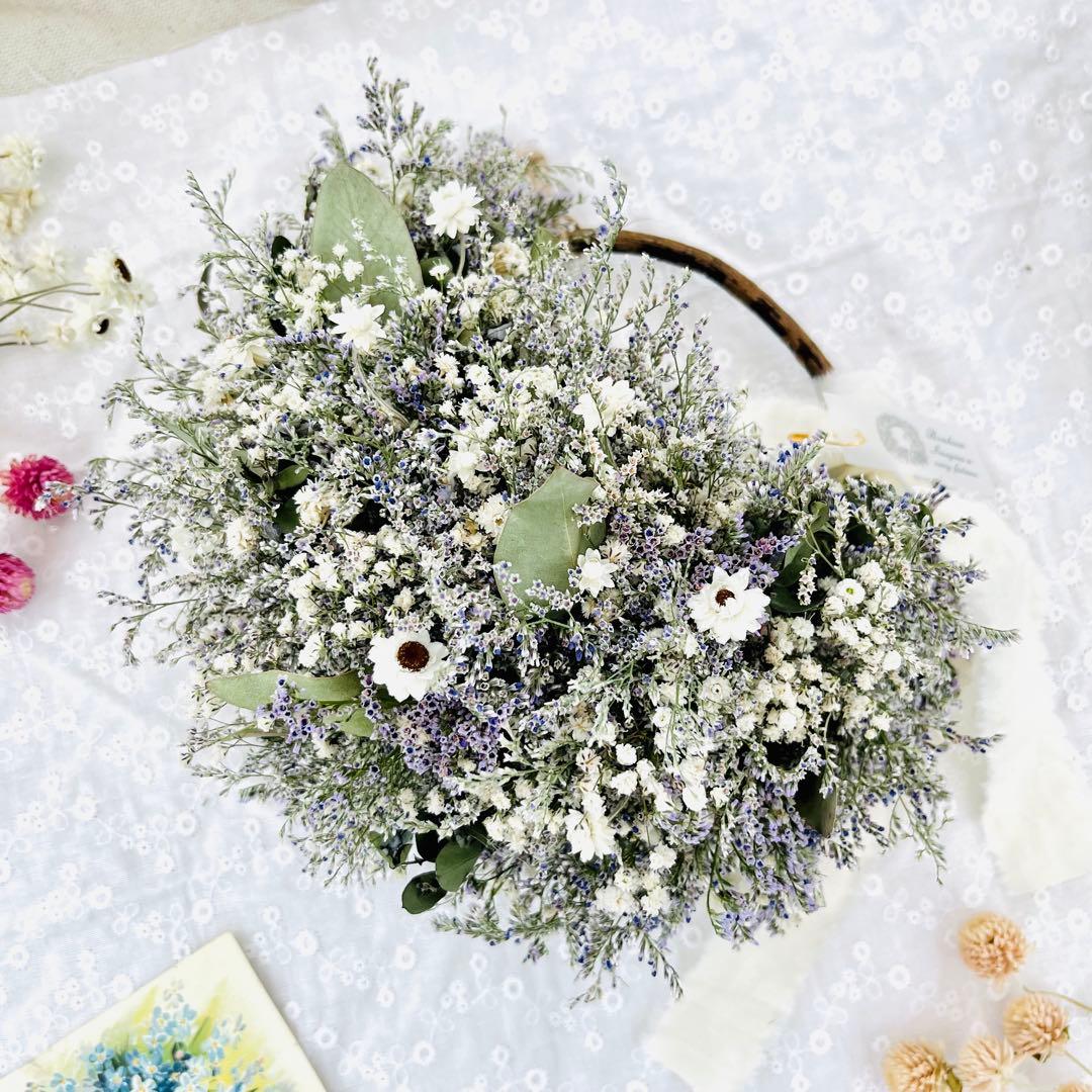 リース　ドライフラワー　ドライフラワーリース　スワッグ　かすみ草