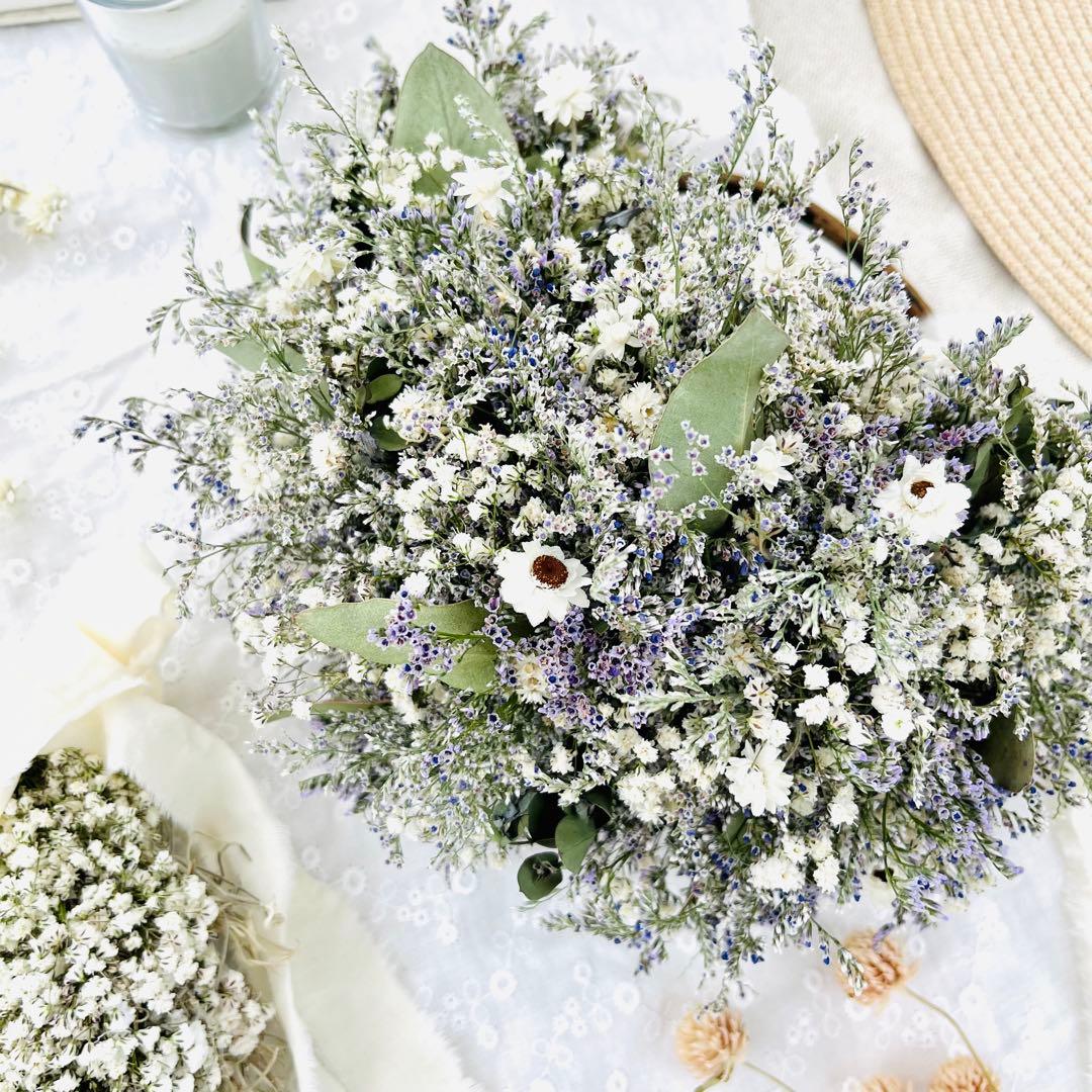 リース　ドライフラワー　ドライフラワーリース　スワッグ　かすみ草