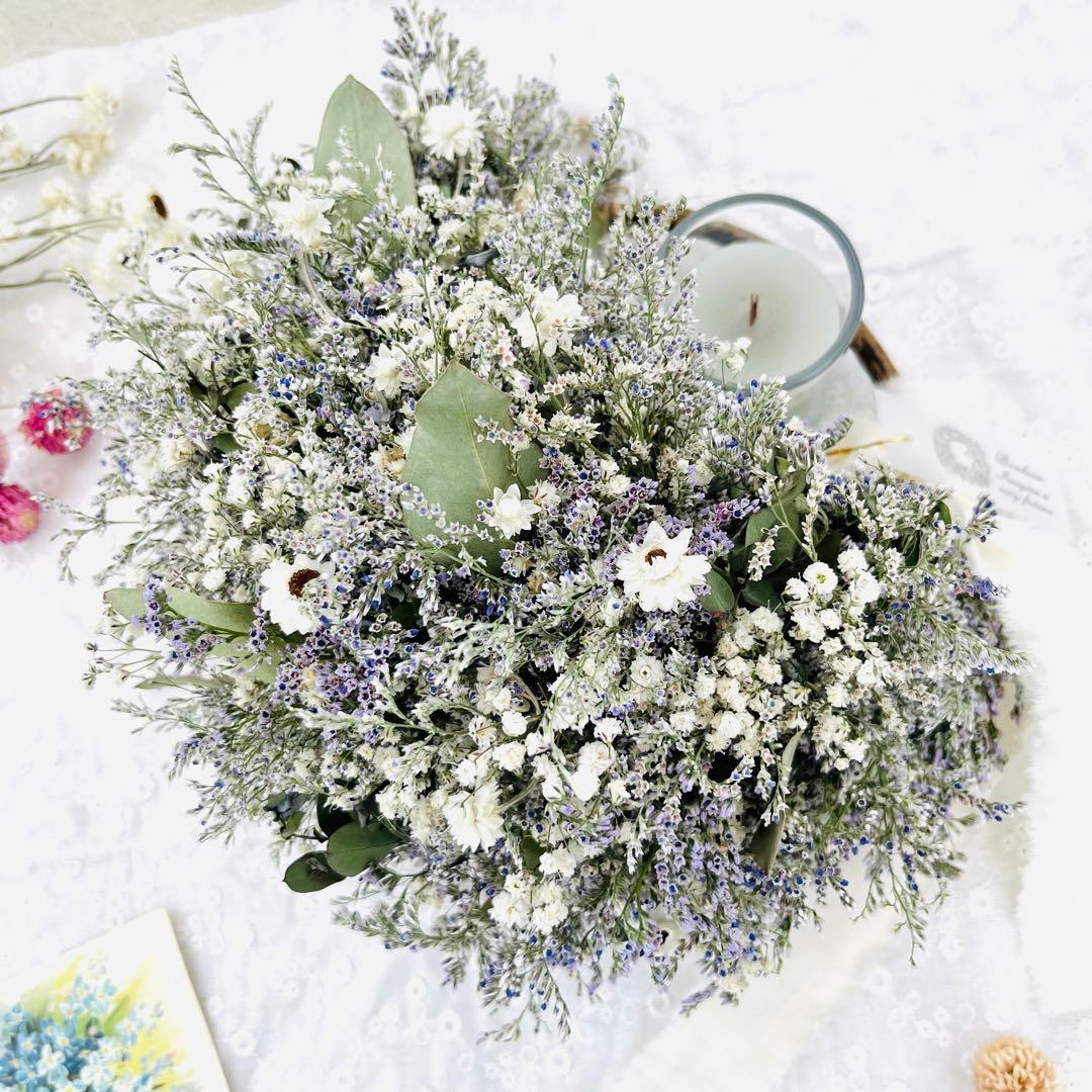 リース　ドライフラワー　ドライフラワーリース　スワッグ　かすみ草