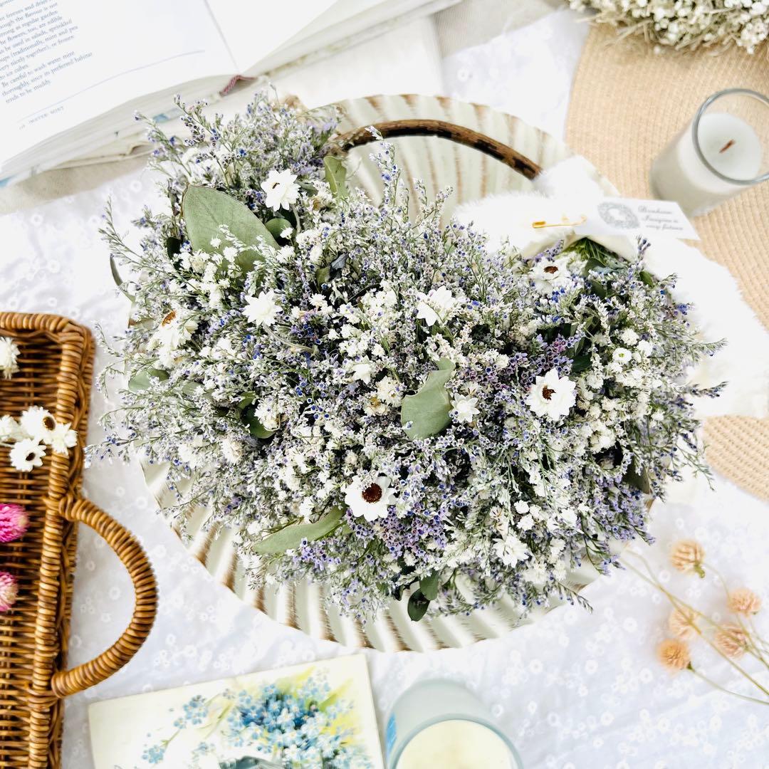 リース　ドライフラワー　ドライフラワーリース　スワッグ　かすみ草