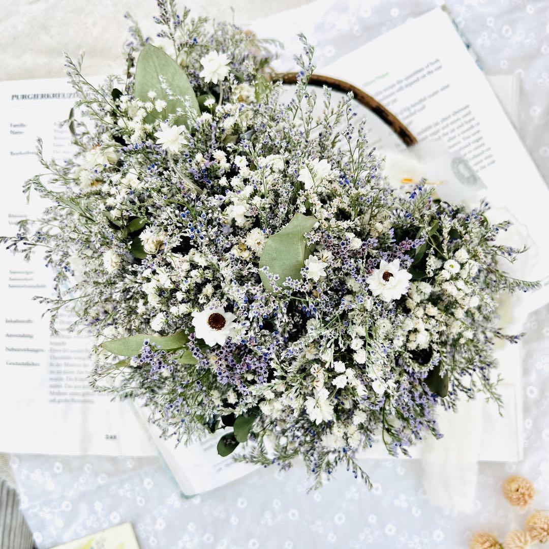 リース　ドライフラワー　ドライフラワーリース　スワッグ　かすみ草