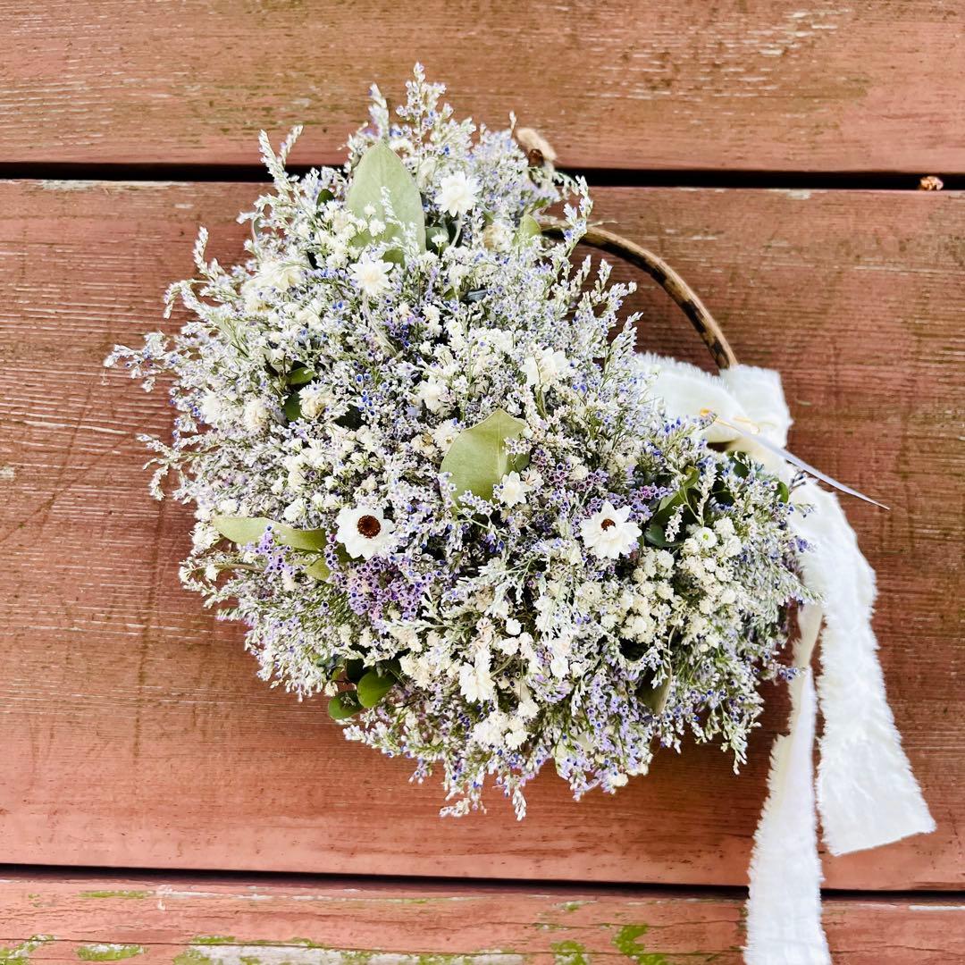 リース　ドライフラワー　ドライフラワーリース　スワッグ　かすみ草