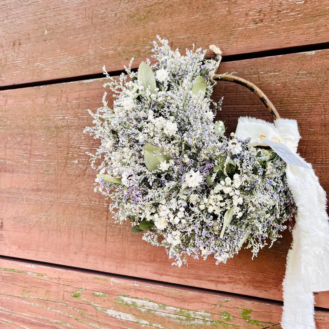 リース　ドライフラワー　ドライフラワーリース　スワッグ　かすみ草