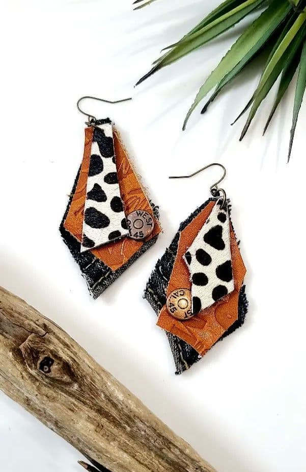 レザー ハラコ ✺ピアス/イヤリング✺ レオパード デニム