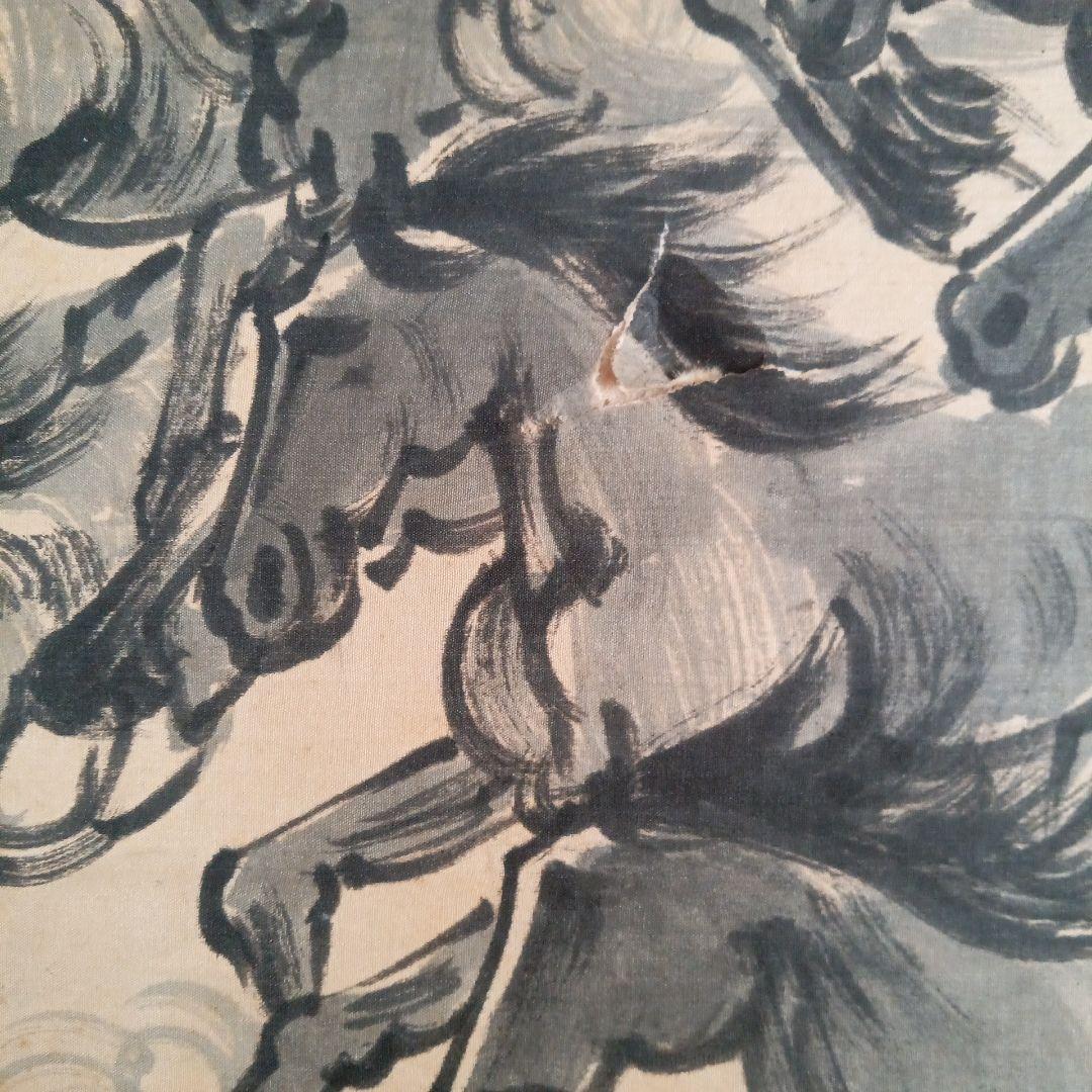 萬馬奔騰 　馬絵　肉筆絹本水墨画　民国　韓宗湘