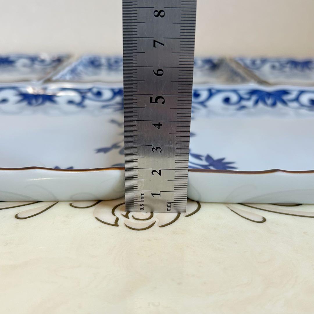 たち吉　橘吉　染付唐草　青華　中皿揃　5枚セット　和皿　四方皿　輪花皿　和食器