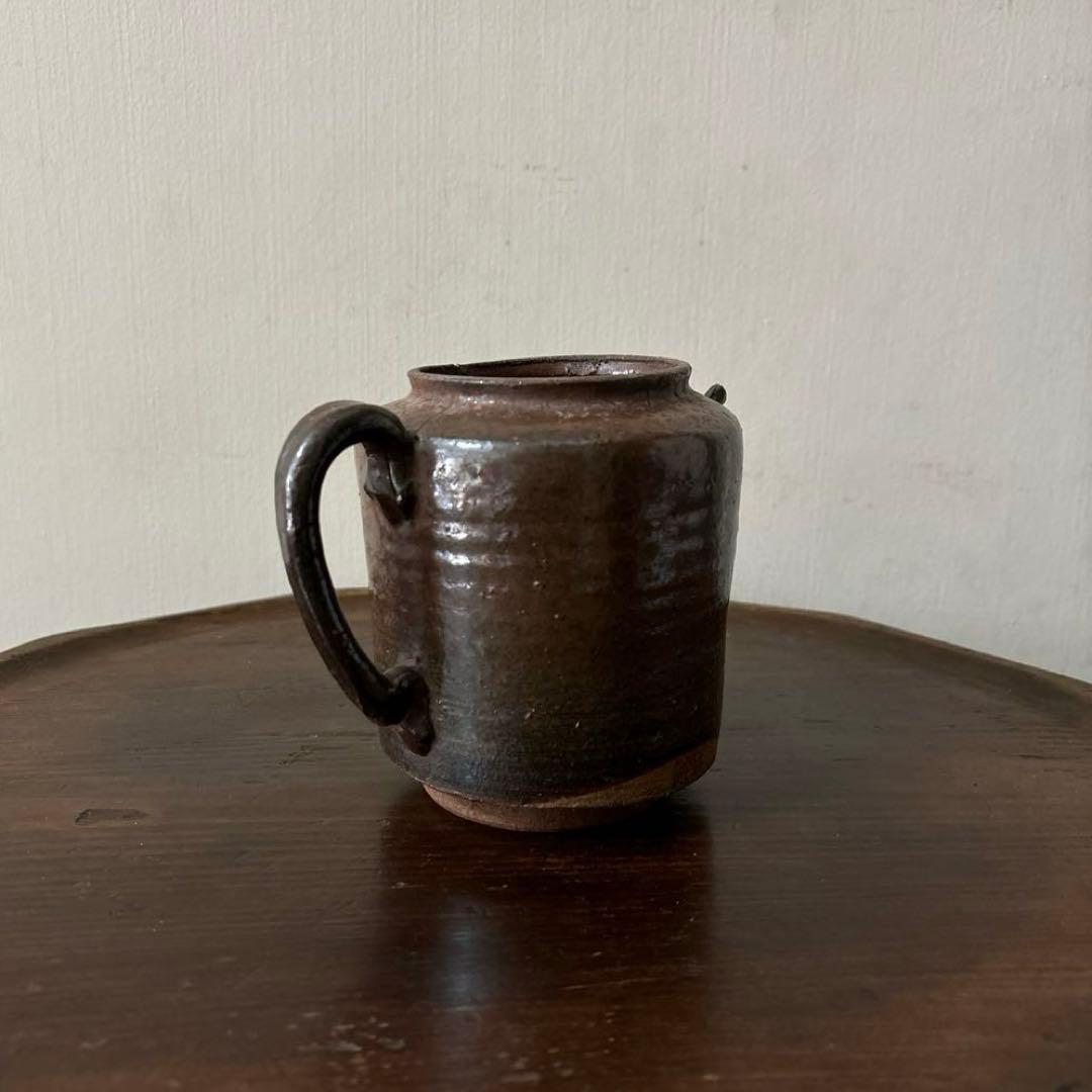 古い水差し　瀬戸　美濃　フラワーポット　アンティーク　古道具　ピッチャー　検李朝