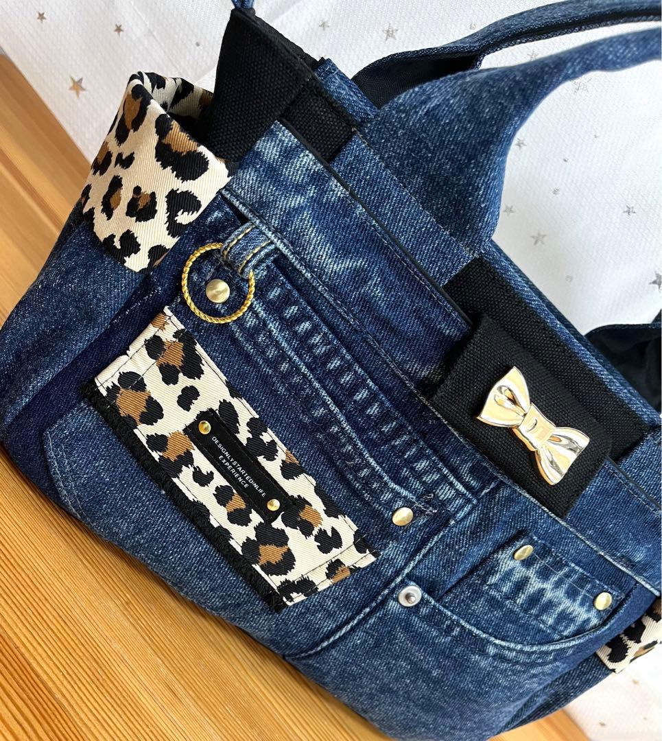 デニムリメイクバッグ（M）No.772☆ハンドバック　ショルダーバッグにも！