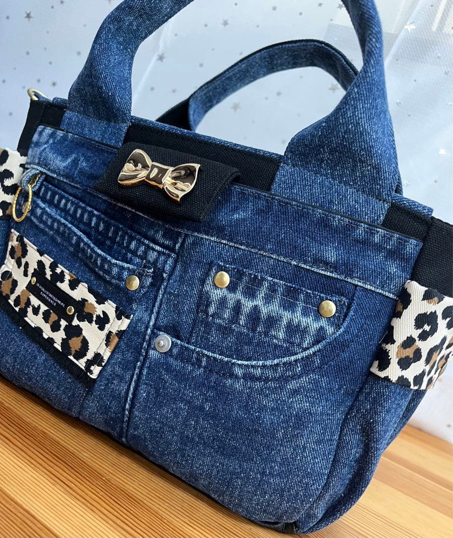 デニムリメイクバッグ（M）No.772☆ハンドバック　ショルダーバッグにも！