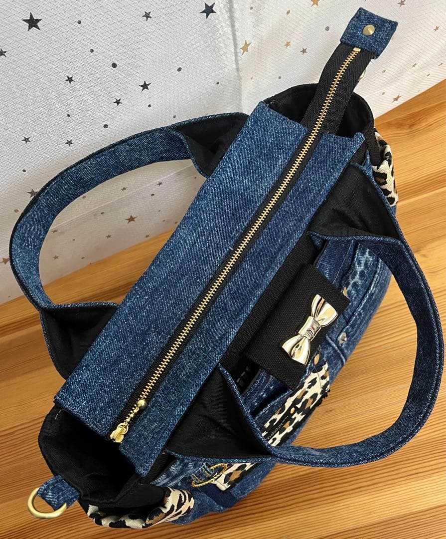 デニムリメイクバッグ（M）No.772☆ハンドバック　ショルダーバッグにも！