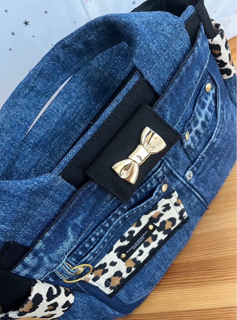 デニムリメイクバッグ（M）No.772☆ハンドバック　ショルダーバッグにも！