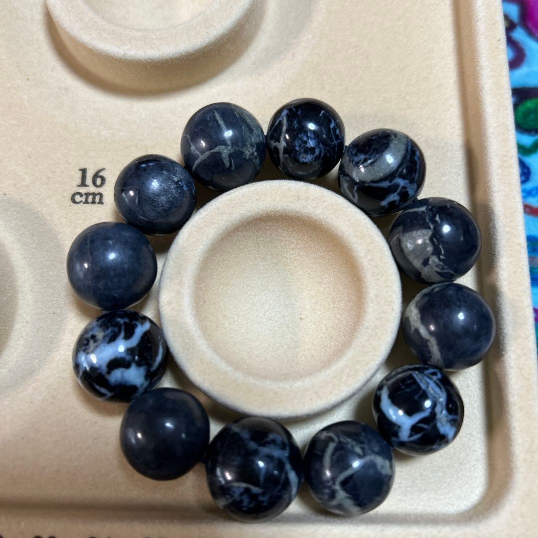 ブラックフライデーお値引き新品ブラックラリマーブレスレット16〜18ミリ16内径