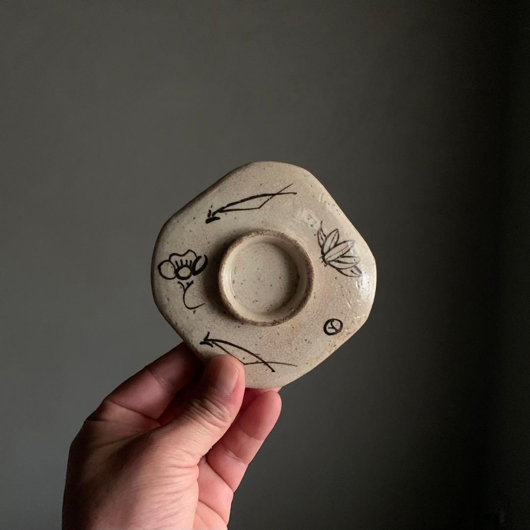 絵瀬戸 四方形 茶碗 蓋物 18〜19世紀 向付 古美術 古道具 アンティーク