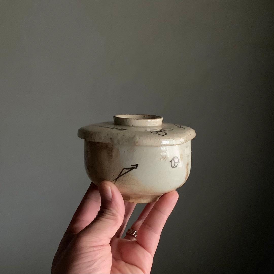 絵瀬戸 四方形 茶碗 蓋物 18〜19世紀 向付 古美術 古道具 アンティーク