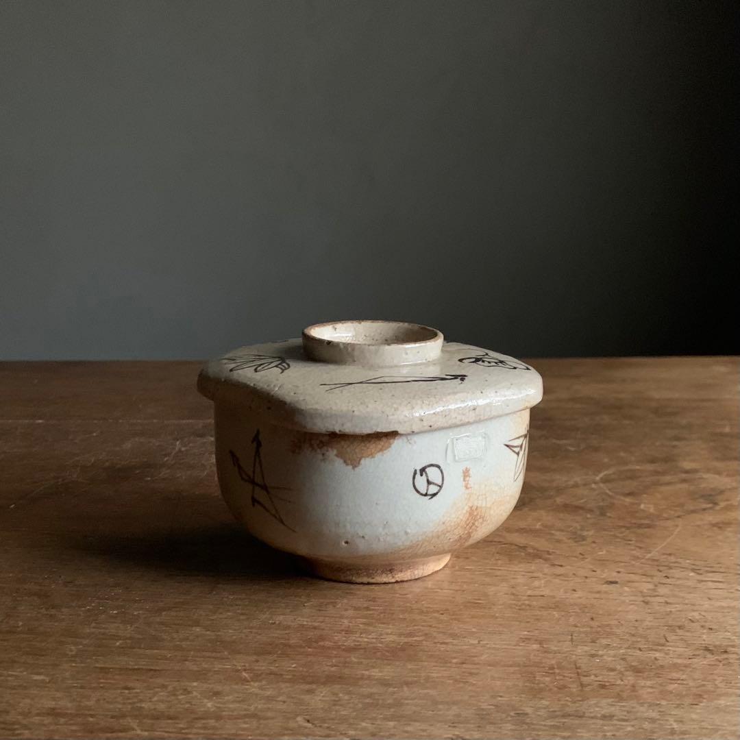 絵瀬戸 四方形 茶碗 蓋物 18〜19世紀 向付 古美術 古道具 アンティーク