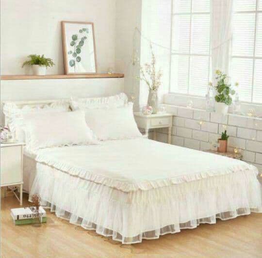 枕カバー フリルレース シングル 柔らかい 4点セット ベッドスカート0Q