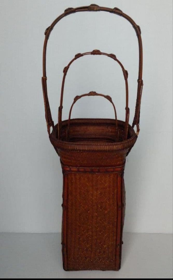 最高級品 茶道具竹 花籠 網代細工