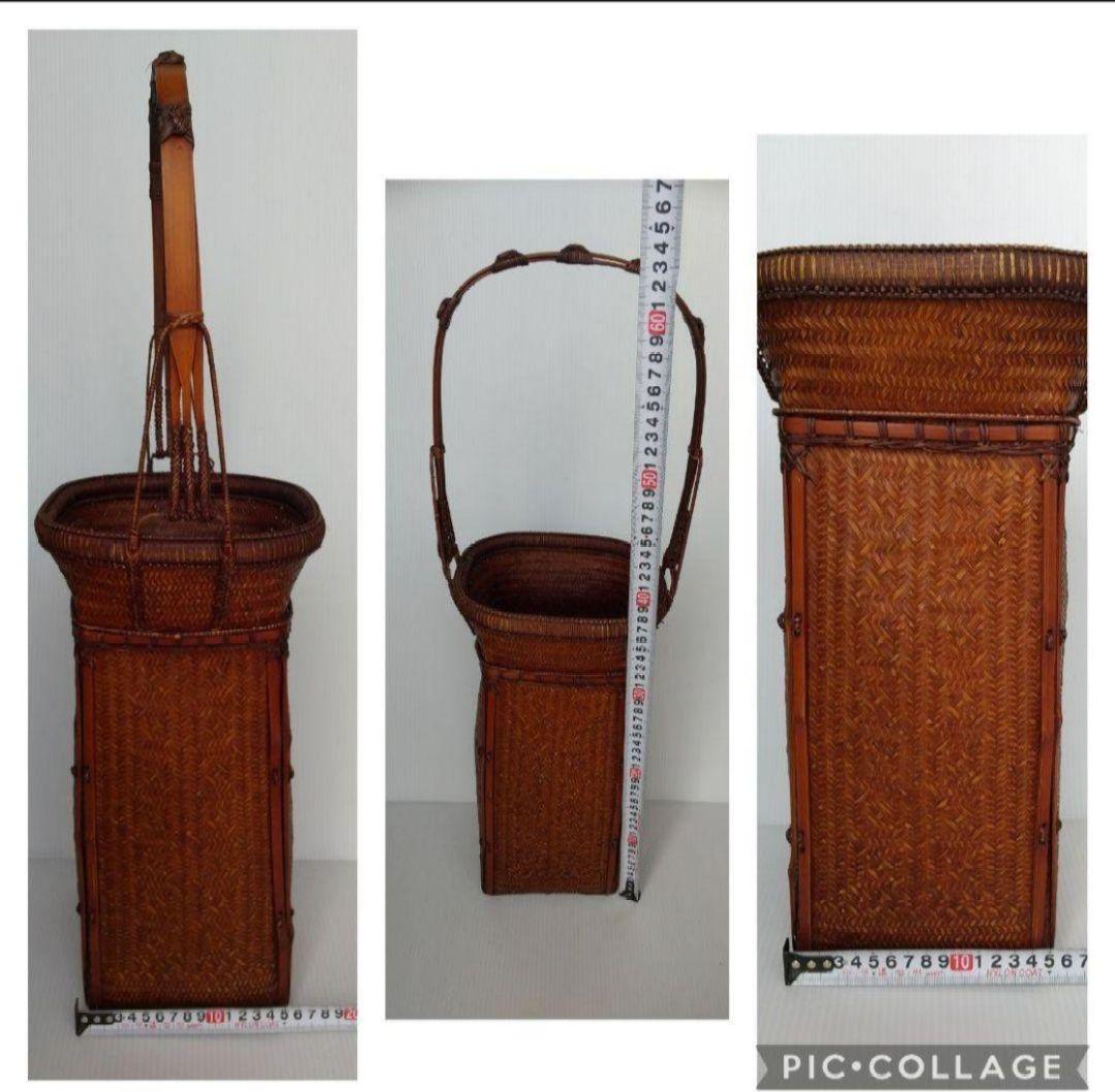 最高級品 茶道具竹 花籠 網代細工