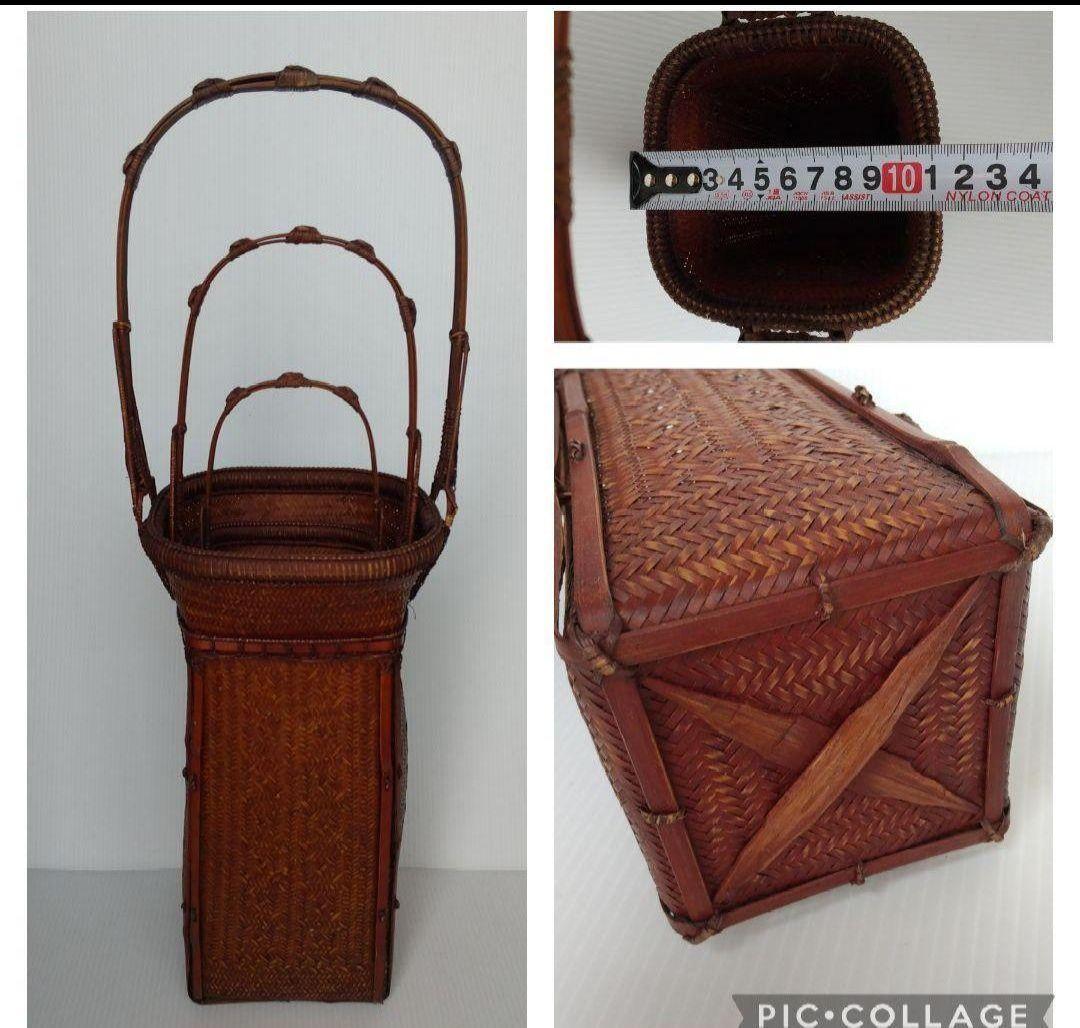 最高級品 茶道具竹 花籠 網代細工