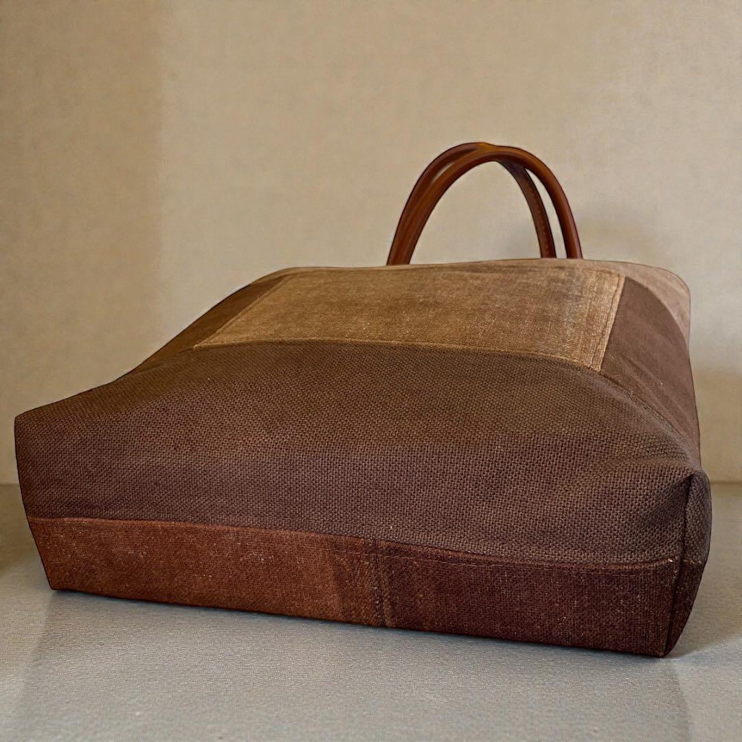 【A4収納】酒袋と和更紗のパッチワーク鞄64\"本革持ち手で丈夫な和モダントート