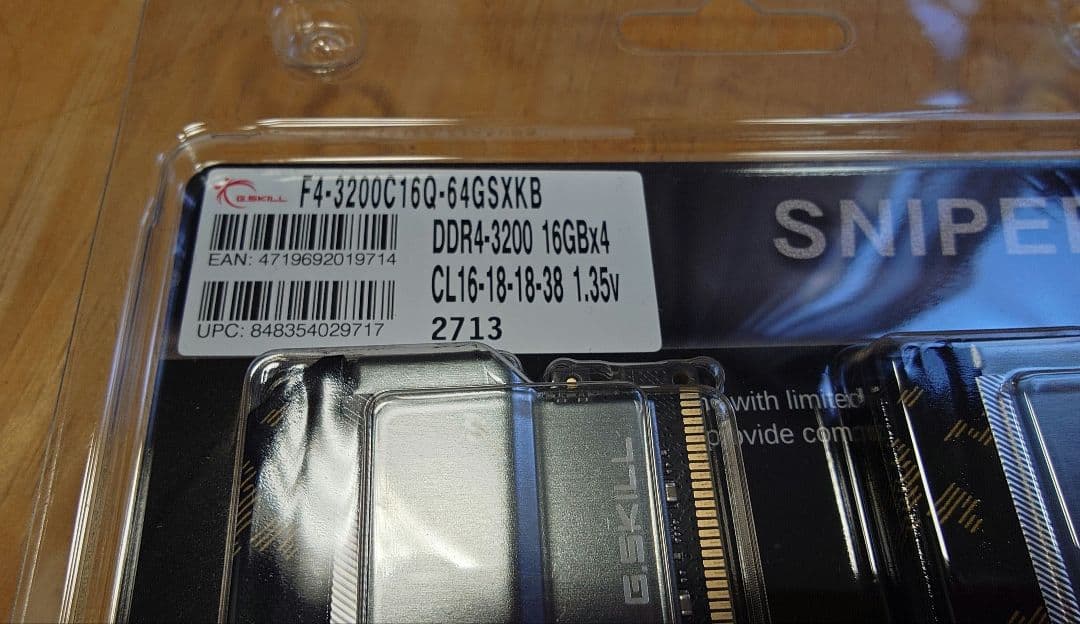 F4-3200C16Q-64GSXKB DDR4 16GB×4枚組