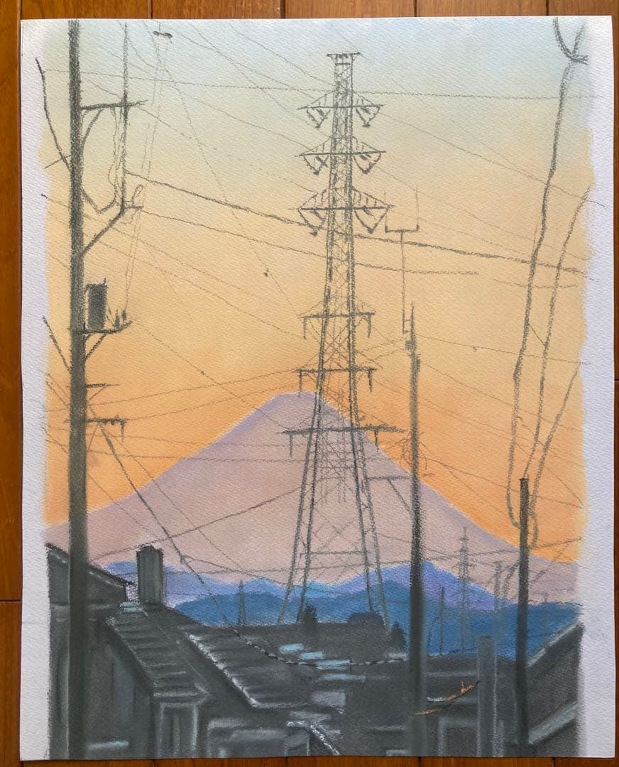 at dusk パステル画