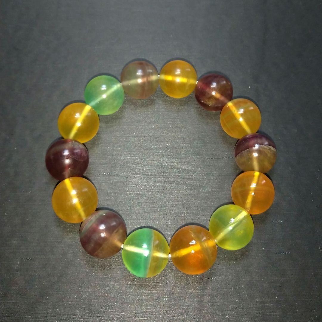 【美品】キャンディーフローライト　ブレスレット　No.１　透明　希少　カラフル