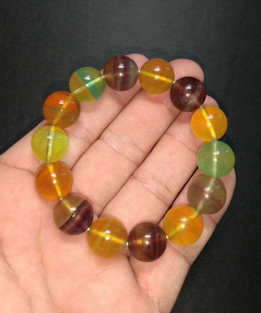 【美品】キャンディーフローライト　ブレスレット　No.１　透明　希少　カラフル