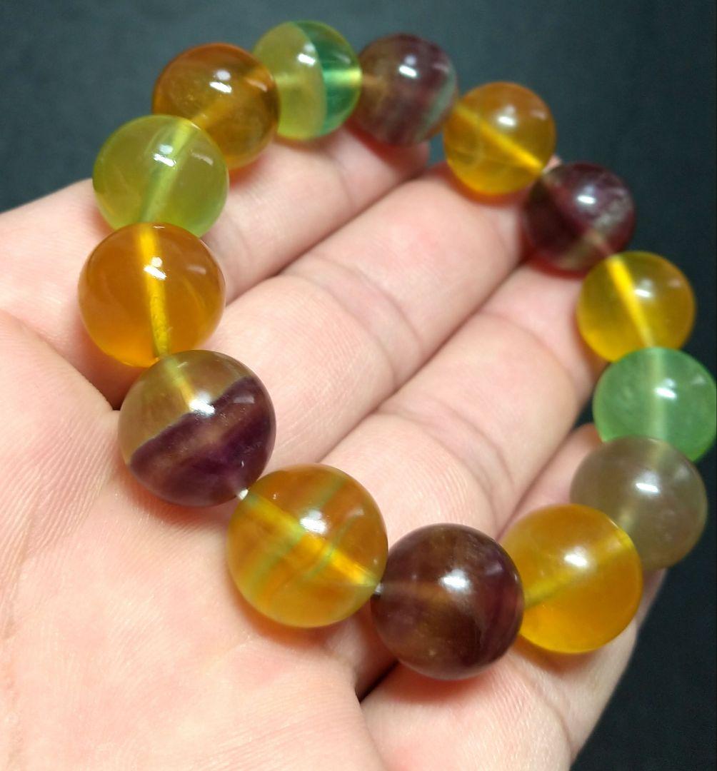 【美品】キャンディーフローライト　ブレスレット　No.１　透明　希少　カラフル