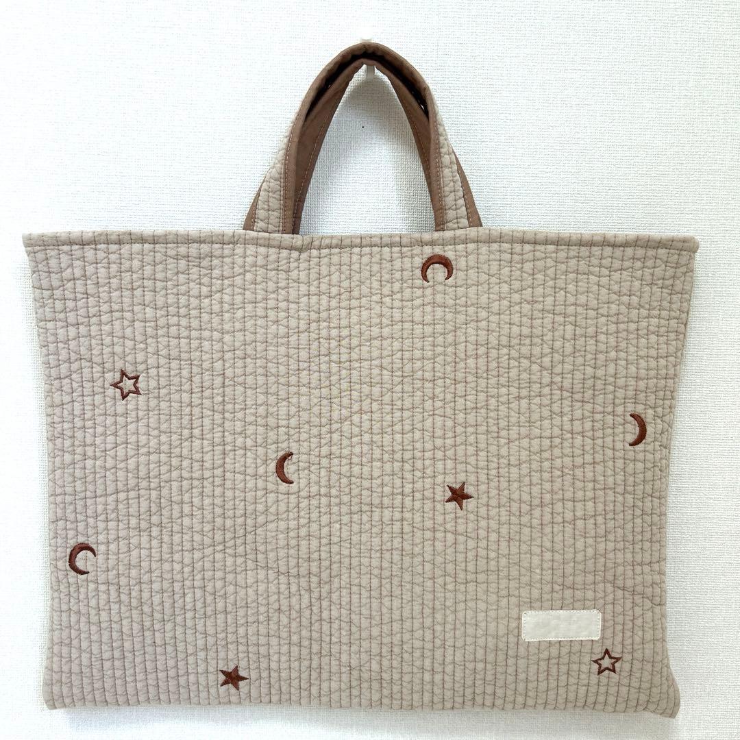 t*o様 入園入学4点セット　【ブラウン月と星ヌビ】　男の子　女の子　レッスンバ