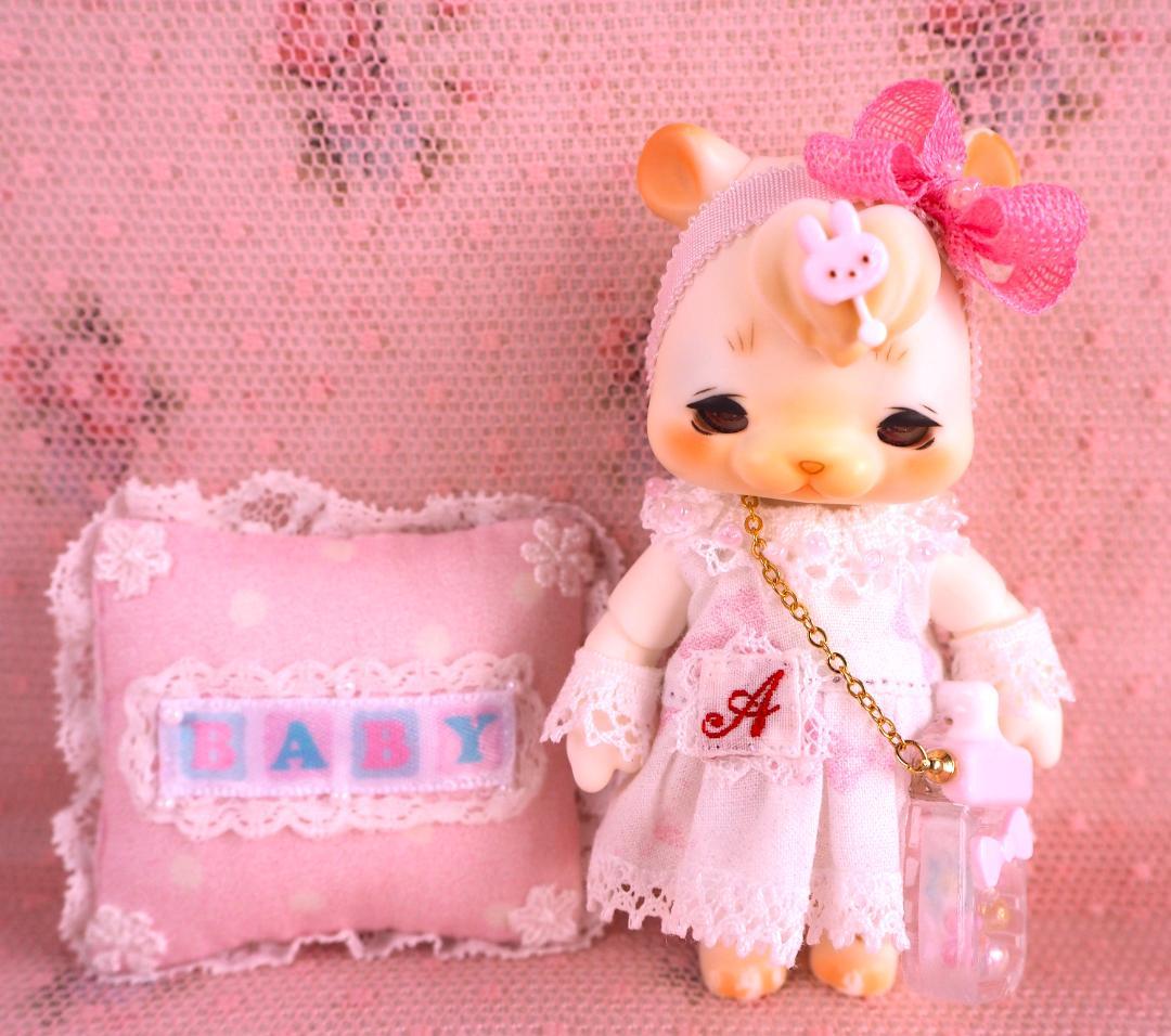 白×ピンク ベビーワンピースセット cocoriang kumukuku