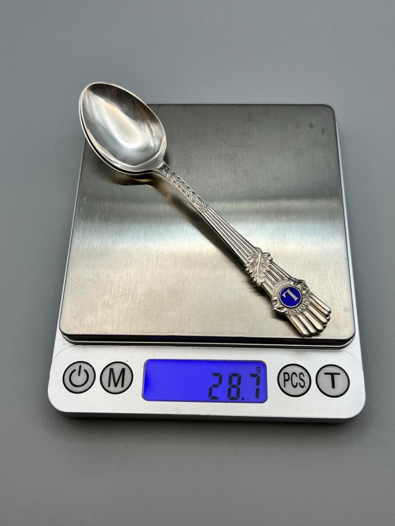 【海】純銀　刻印　スプーン　2点セット　重量約28g　銀食器 銀細工
