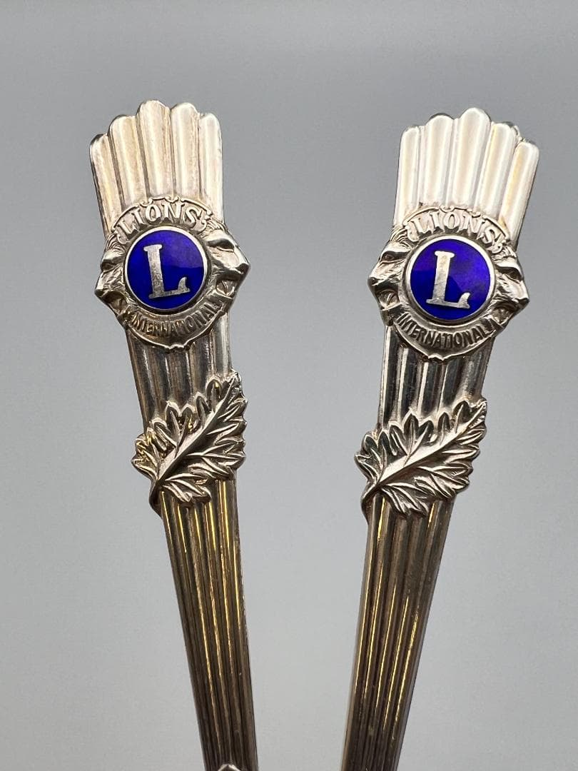 【海】純銀　刻印　スプーン　2点セット　重量約28g　銀食器 銀細工