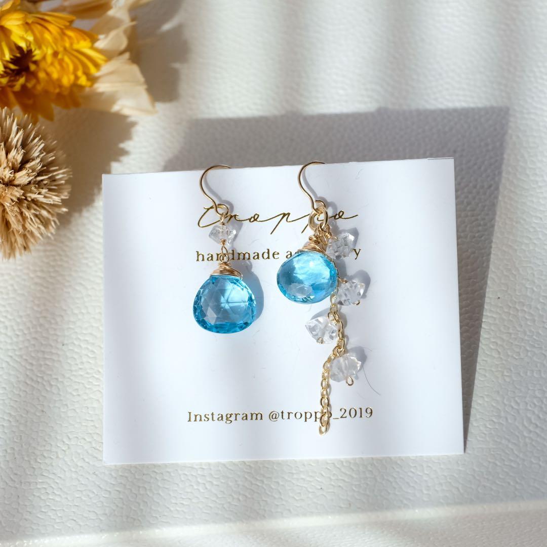 14kgfスイスブルートパーズピアス/イヤリング