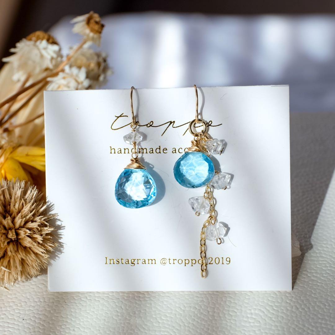 14kgfスイスブルートパーズピアス/イヤリング