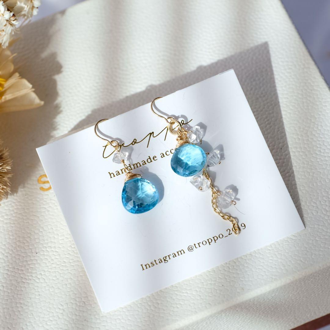 14kgfスイスブルートパーズピアス/イヤリング